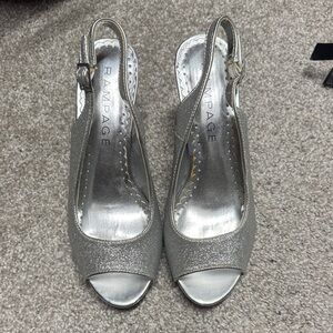 Rampage Glittering Silver Peep-Toe Heels